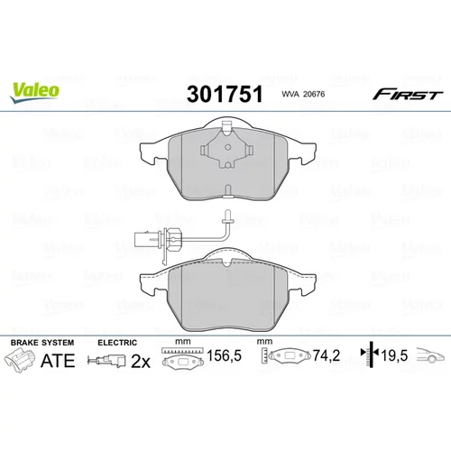 Sada brzdových platničiek kotúčovej brzdy 301751 /VALEO/