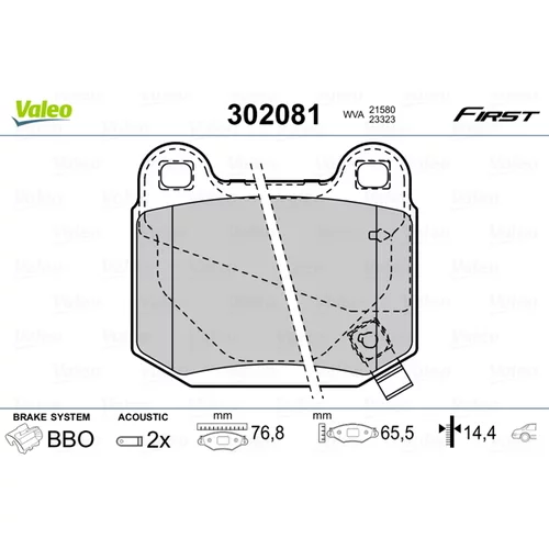 Sada brzdových platničiek kotúčovej brzdy VALEO 302081