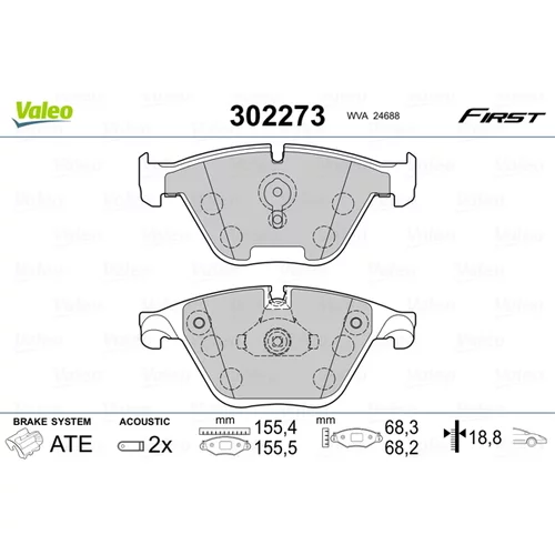 Sada brzdových platničiek kotúčovej brzdy VALEO 302273