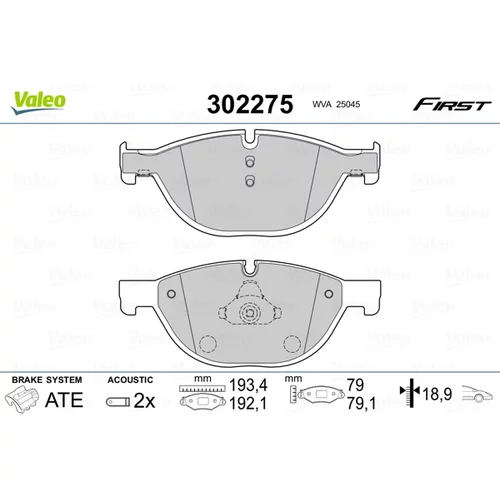 Sada brzdových platničiek kotúčovej brzdy 302275 /VALEO/