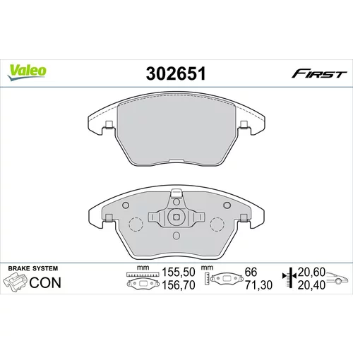 Sada brzdových platničiek kotúčovej brzdy VALEO 302651