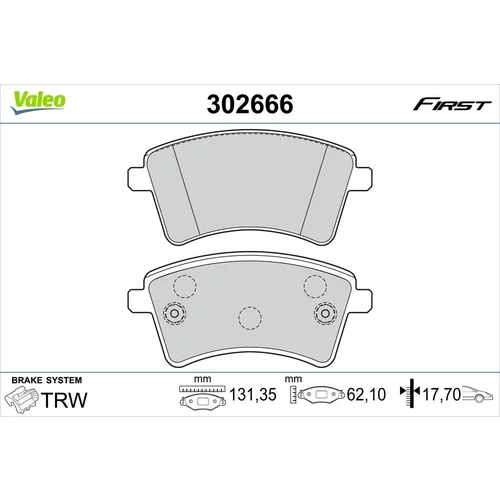 Sada brzdových platničiek kotúčovej brzdy VALEO 302666