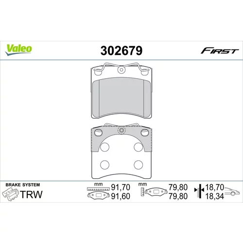 Sada brzdových platničiek kotúčovej brzdy VALEO 302679