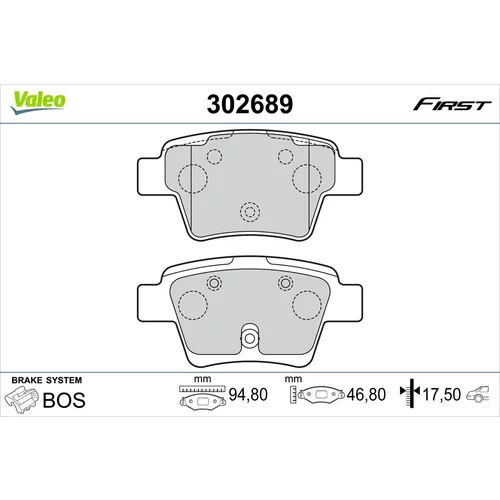 Sada brzdových platničiek kotúčovej brzdy VALEO 302689