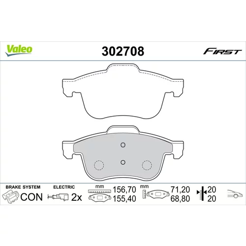 Sada brzdových platničiek kotúčovej brzdy VALEO 302708