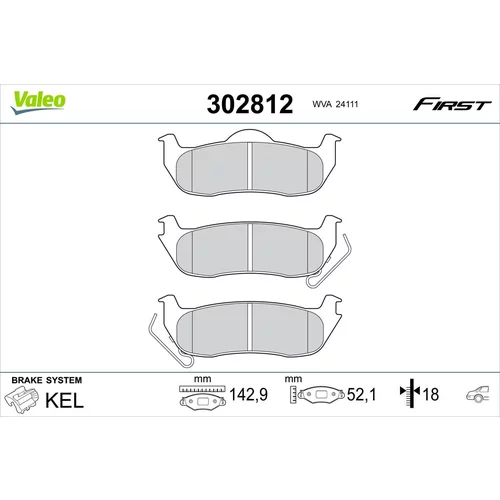 Sada brzdových platničiek kotúčovej brzdy VALEO 302812