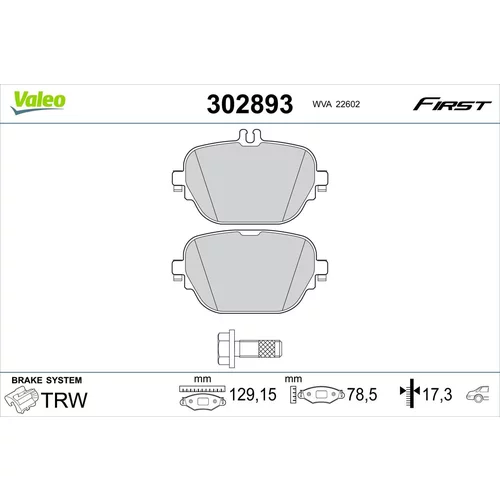 Sada brzdových platničiek kotúčovej brzdy VALEO 302893