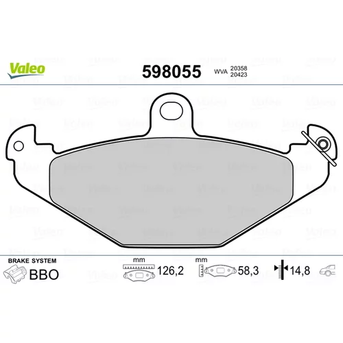 Sada brzdových platničiek kotúčovej brzdy VALEO 598055