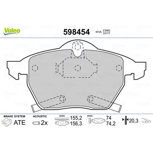 Sada brzdových platničiek kotúčovej brzdy 598454 /VALEO/