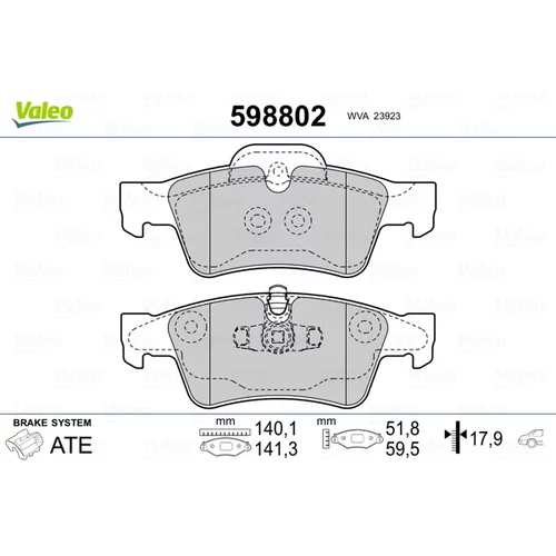 Sada brzdových platničiek kotúčovej brzdy VALEO 598802