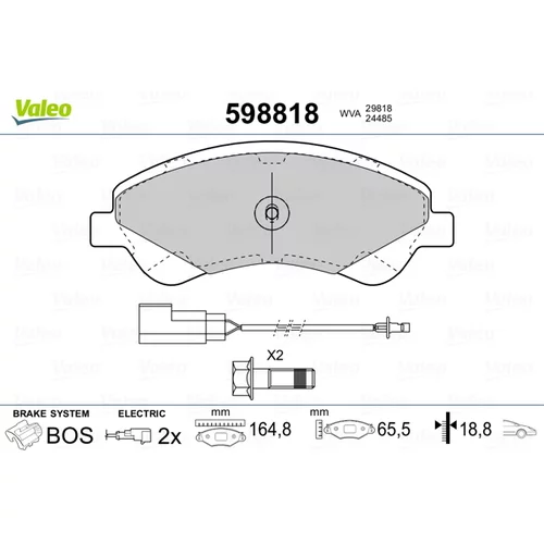 Sada brzdových platničiek kotúčovej brzdy VALEO 598818