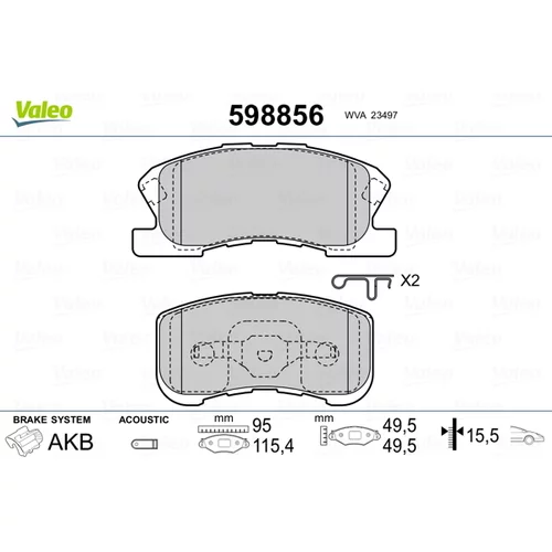 Sada brzdových platničiek kotúčovej brzdy VALEO 598856