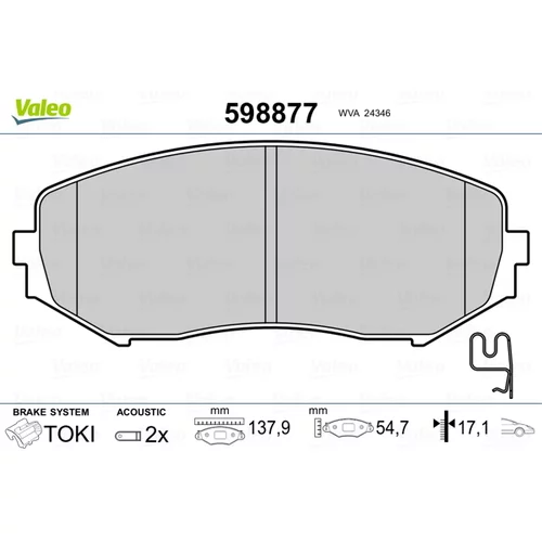 Sada brzdových platničiek kotúčovej brzdy VALEO 598877