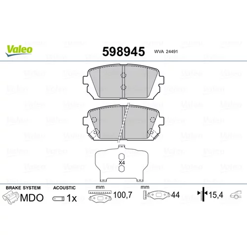 Sada brzdových platničiek kotúčovej brzdy 598945 /VALEO/