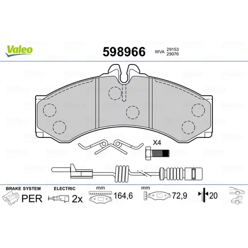 Sada brzdových platničiek kotúčovej brzdy VALEO 598966