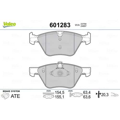 Sada brzdových platničiek kotúčovej brzdy 601283 /VALEO/