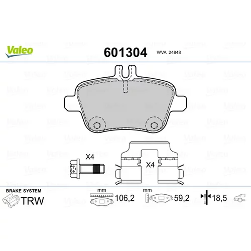 Sada brzdových platničiek kotúčovej brzdy 601304 /VALEO/