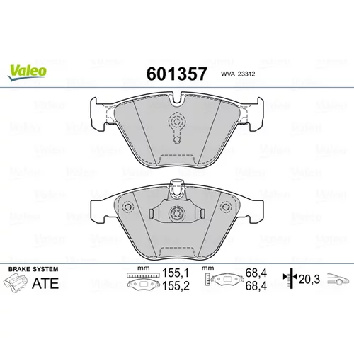 Sada brzdových platničiek kotúčovej brzdy VALEO 601357