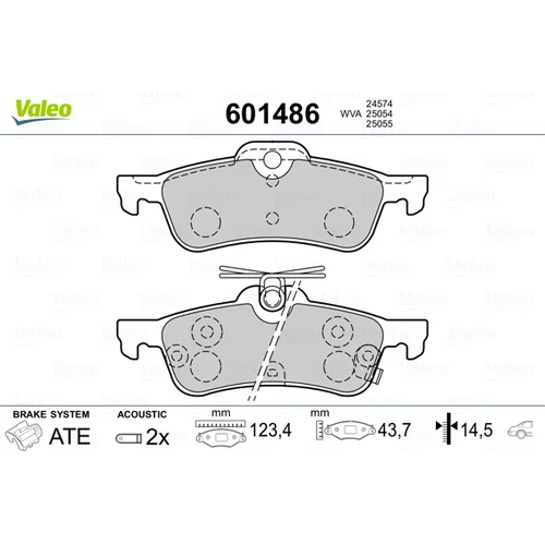 Sada brzdových platničiek kotúčovej brzdy VALEO 601486