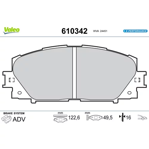 Sada brzdových platničiek kotúčovej brzdy VALEO 610342