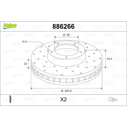 Brzdový kotúč VALEO 886266