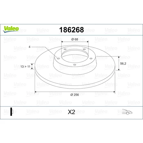 Brzdový kotúč VALEO 186268
