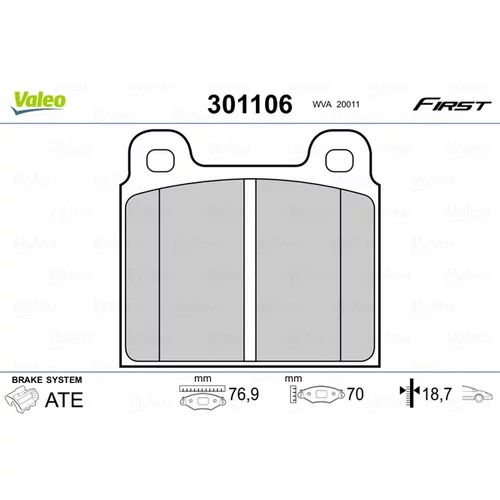 Sada brzdových platničiek kotúčovej brzdy VALEO 301106