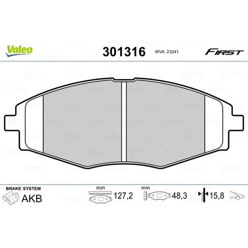 Sada brzdových platničiek kotúčovej brzdy VALEO 301316