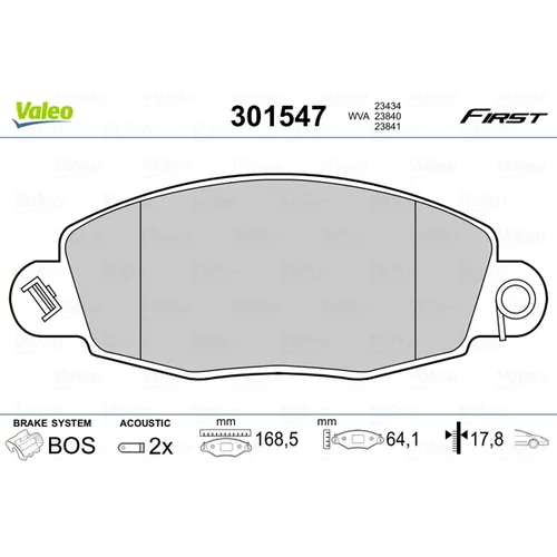 Sada brzdových platničiek kotúčovej brzdy VALEO 301547