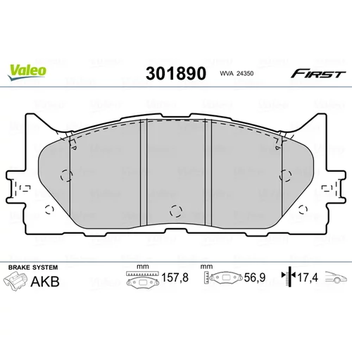 Sada brzdových platničiek kotúčovej brzdy VALEO 301890