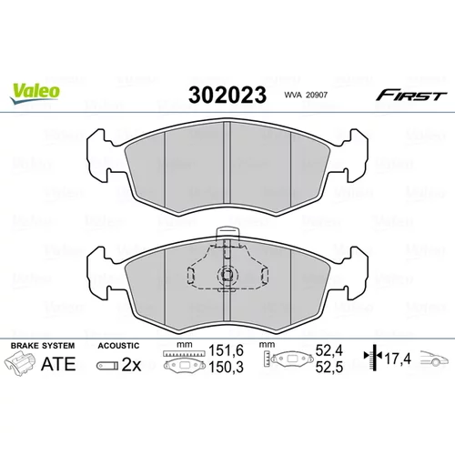 Sada brzdových platničiek kotúčovej brzdy 302023 /VALEO/