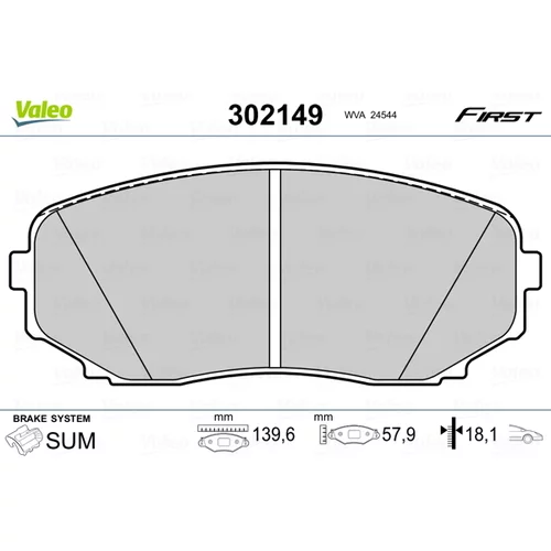 Sada brzdových platničiek kotúčovej brzdy 302149 /VALEO/