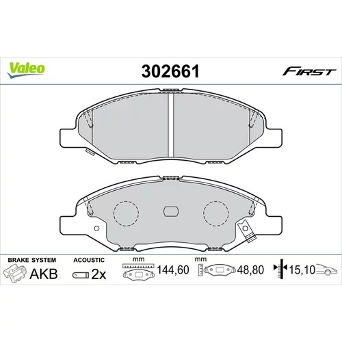 Sada brzdových platničiek kotúčovej brzdy VALEO 302661