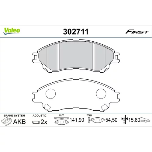 Sada brzdových platničiek kotúčovej brzdy VALEO 302711