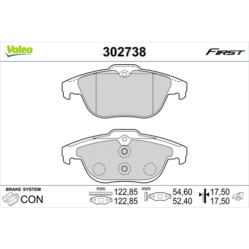 Sada brzdových platničiek kotúčovej brzdy VALEO 302738