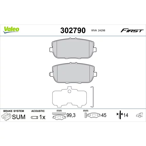 Sada brzdových platničiek kotúčovej brzdy VALEO 302790