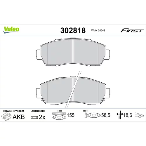 Sada brzdových platničiek kotúčovej brzdy VALEO 302818