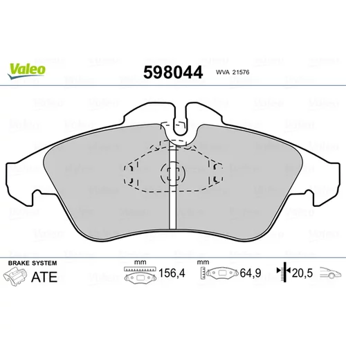 Sada brzdových platničiek kotúčovej brzdy VALEO 598044