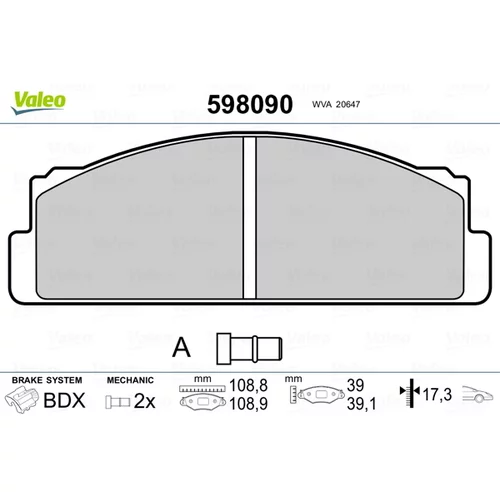 Sada brzdových platničiek kotúčovej brzdy VALEO 598090