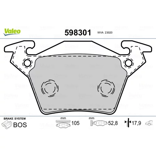 Sada brzdových platničiek kotúčovej brzdy VALEO 598301