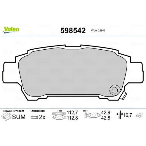 Sada brzdových platničiek kotúčovej brzdy 598542 /VALEO/