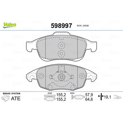 Sada brzdových platničiek kotúčovej brzdy VALEO 598997