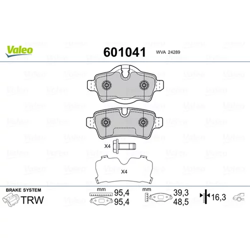 Sada brzdových platničiek kotúčovej brzdy VALEO 601041