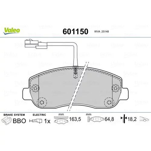 Sada brzdových platničiek kotúčovej brzdy VALEO 601150