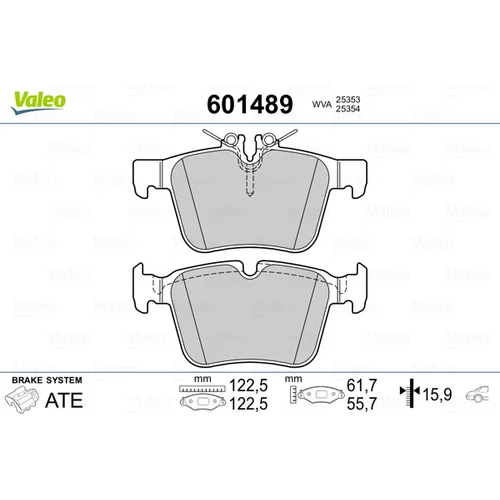 Sada brzdových platničiek kotúčovej brzdy VALEO 601489