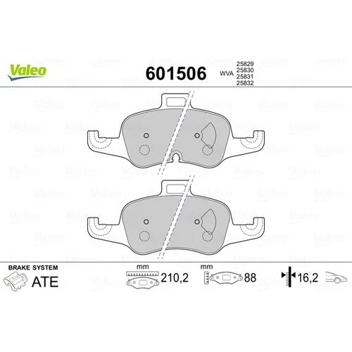 Sada brzdových platničiek kotúčovej brzdy VALEO 601506