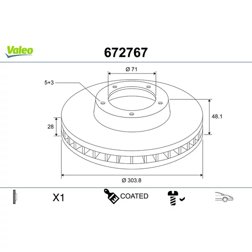 Brzdový kotúč VALEO 672767