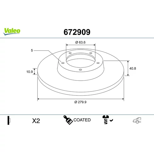 Brzdový kotúč VALEO 672909