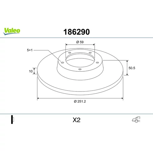 Brzdový kotúč VALEO 186290