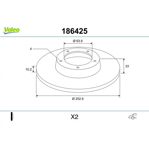 Brzdový kotúč VALEO 186425
